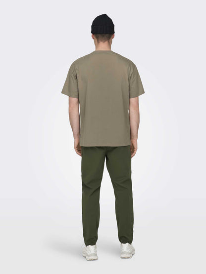 T-shirt Onsfred da uomo in cotone fango con vestibilità rilassata