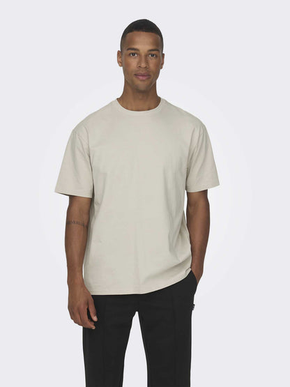 T-SHIRT FRED GIROCOLLO ONLY&SONS DA RAGAZZO BEIGE