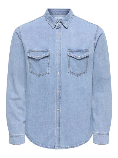 Only & Sons Onsbane, camicia di jeans regular fit blu da uomo
