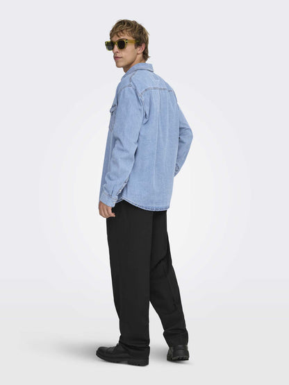 Only & Sons Onsbane, camicia di jeans regular fit blu da uomo