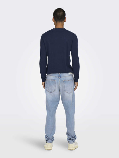 Only & Sons Onsyoke, jeans tapered da uomo in denim chiaro