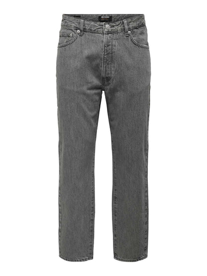 Only & Sons Jeans grigi da uomo Onstye Loose Tape con taglio ampio