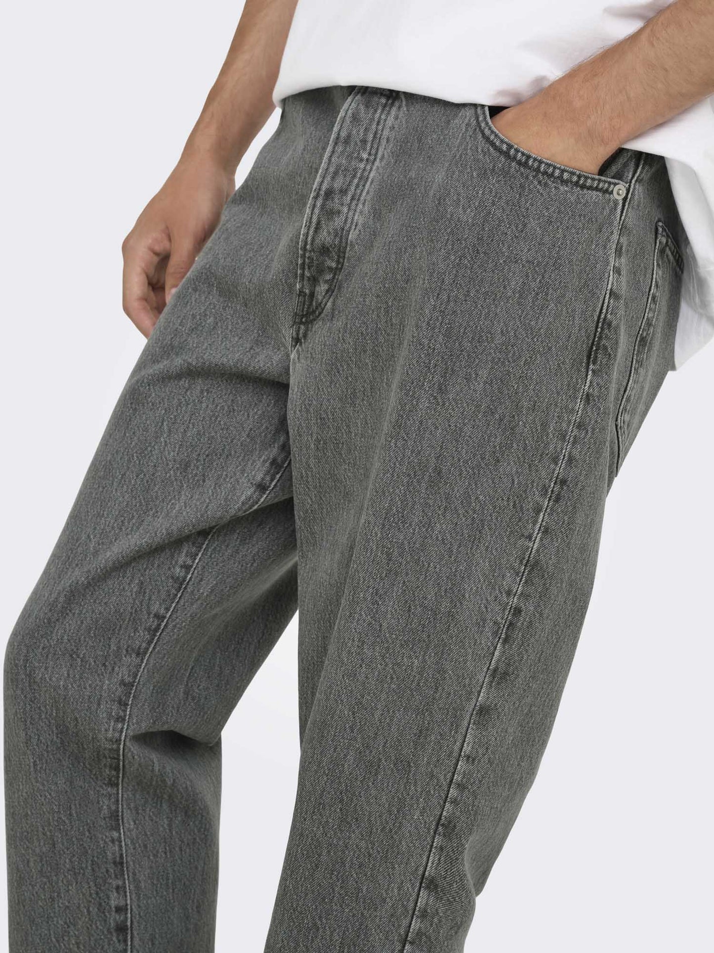 Only & Sons Jeans grigi da uomo Onstye Loose Tape con taglio ampio