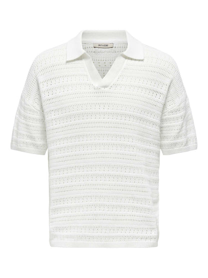 Only & Sons Grayson Ds, polo da uomo bianca in cotone