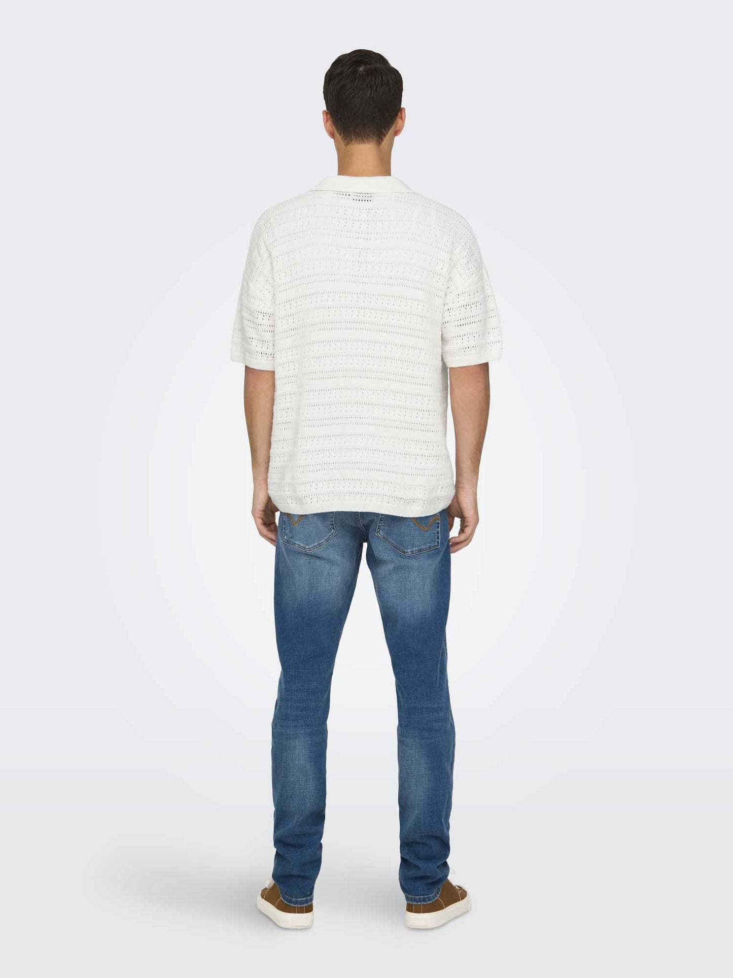 Only & Sons Grayson Ds, polo da uomo bianca in cotone