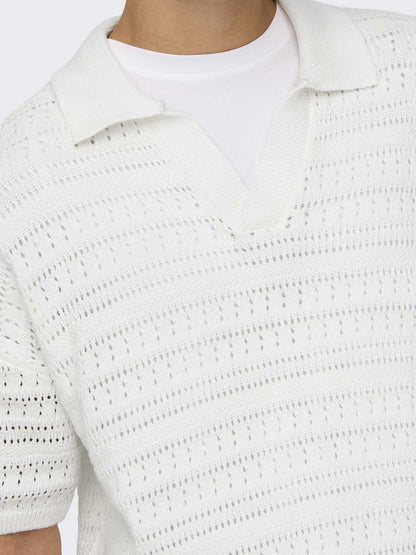 Only & Sons Grayson Ds, polo da uomo bianca in cotone