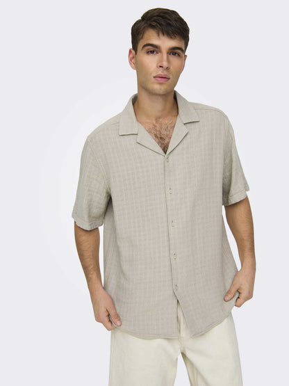 Camicia da uomo Only & Sons Latham beige per primavera-estate
