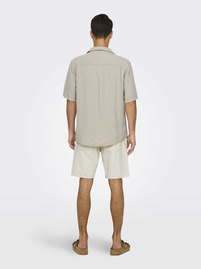 Camicia da uomo Only & Sons Latham beige per primavera-estate