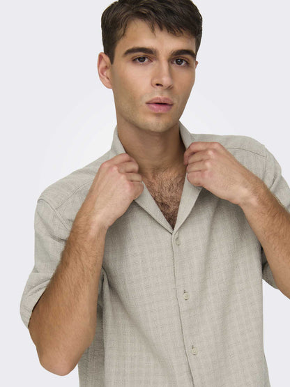 Camicia da uomo Only & Sons Latham beige per primavera-estate