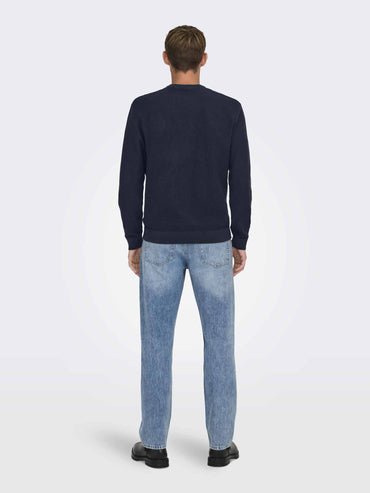 Pullover Only & Sons Onstony da uomo in cotone blu casual