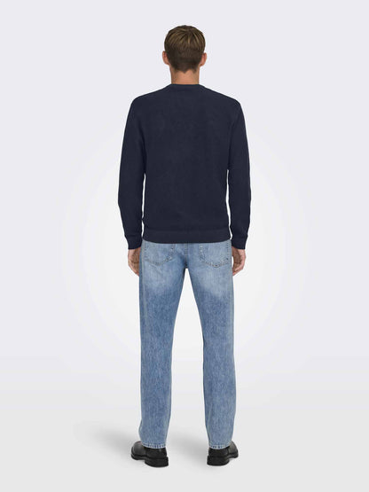 Pullover Only & Sons Onstony da uomo in cotone blu casual
