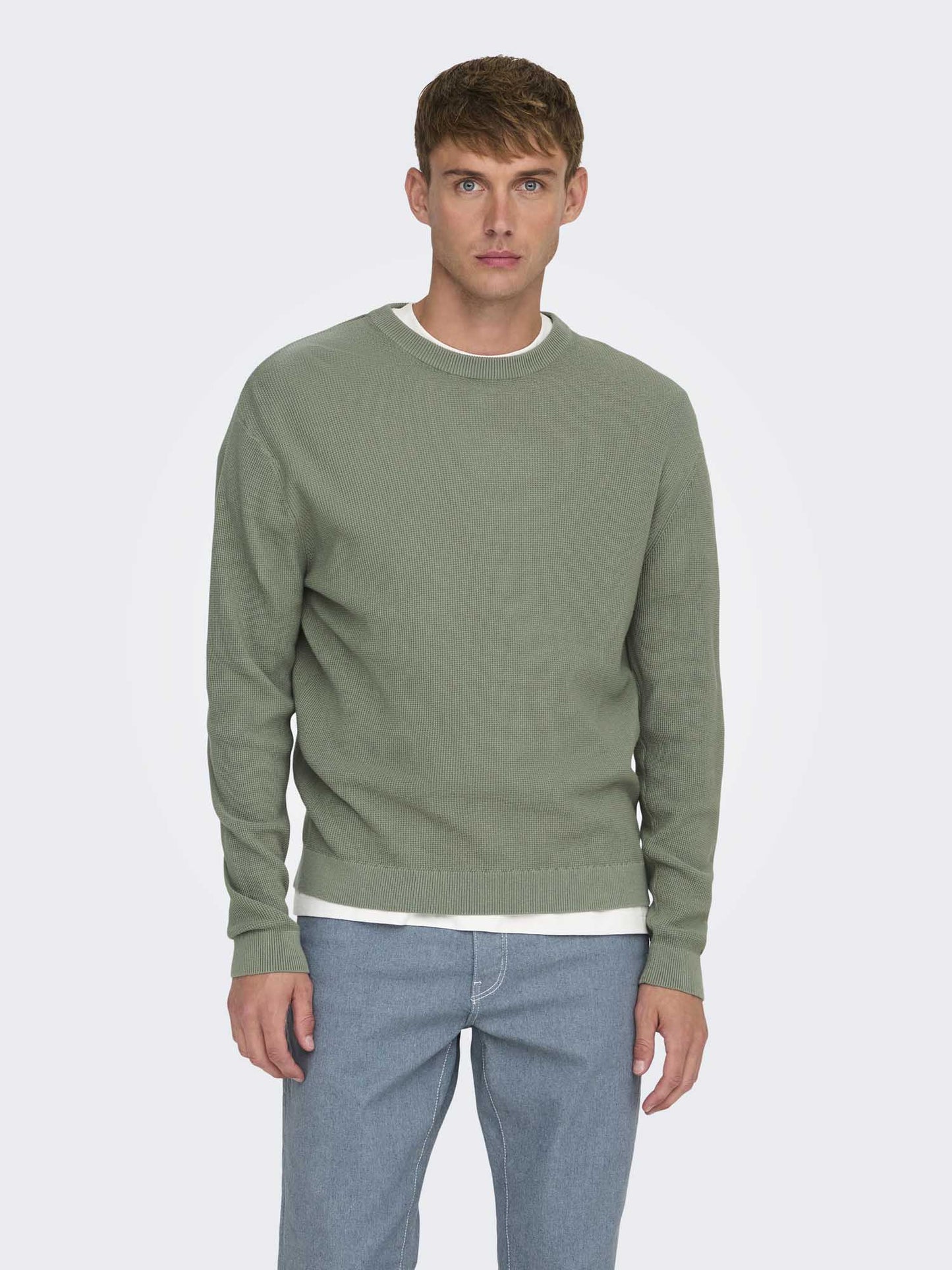 Pullover girocollo Onstony da uomo in cotone verde