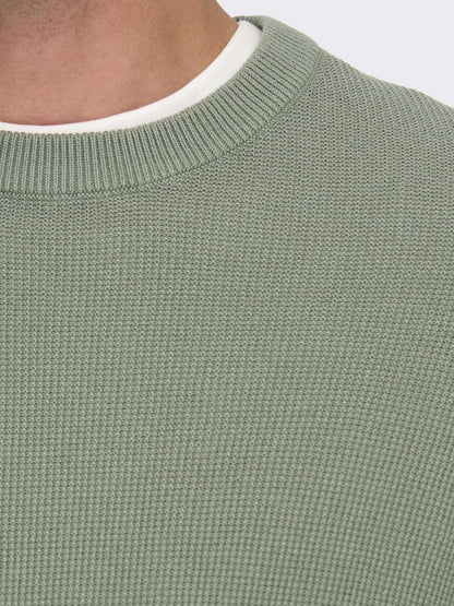 Pullover girocollo Onstony da uomo in cotone verde