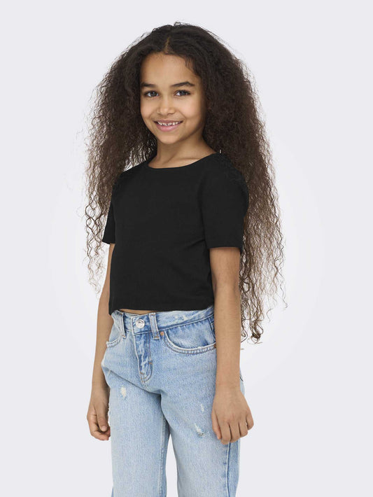 T-shirt Kids Only Antonia da bambina nera con dettagli in strass