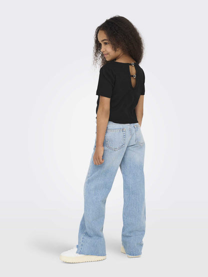 T-shirt Kids Only Antonia da bambina nera con dettagli in strass