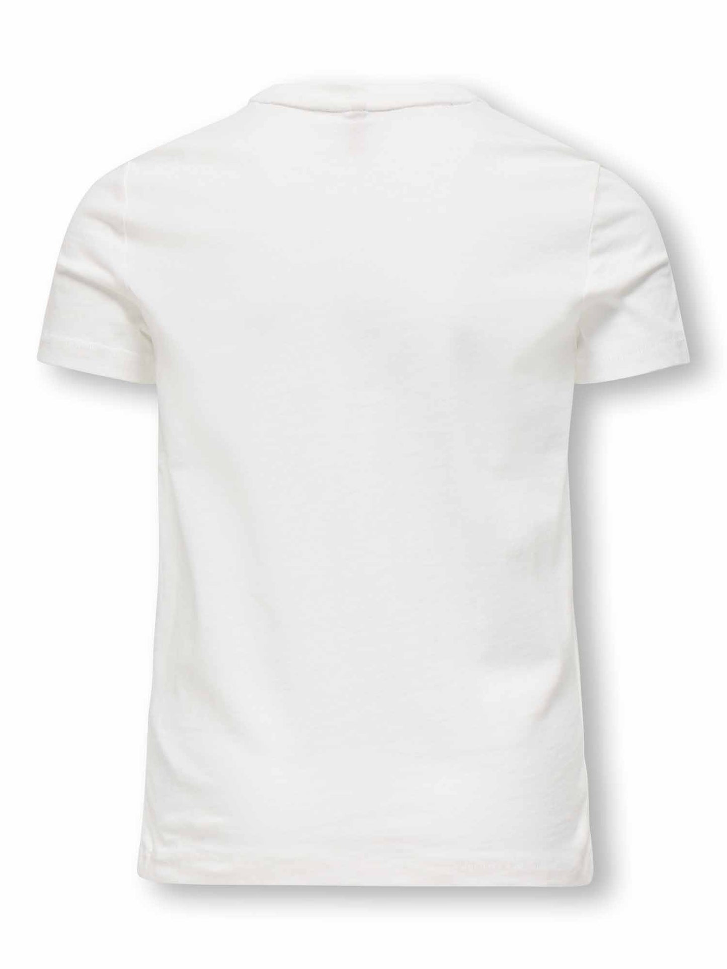 T-shirt unisex bambino Only Jr panna con cuore in paillettes rosa