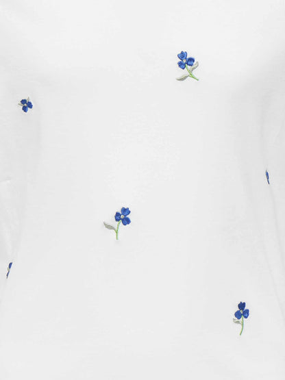 T-shirt unisex bambino Only Jr con ricamo floreale blu