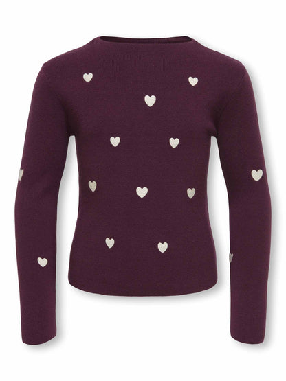 Only Jr Only Jr Heart, maglia da bambina bordeaux