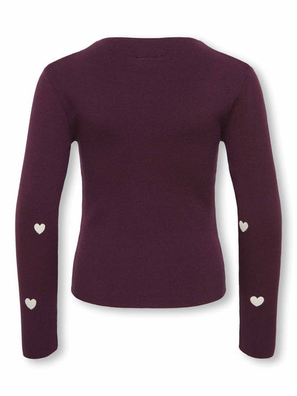 Only Jr Only Jr Heart, maglia da bambina bordeaux