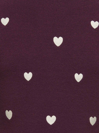 Only Jr Only Jr Heart, maglia da bambina bordeaux
