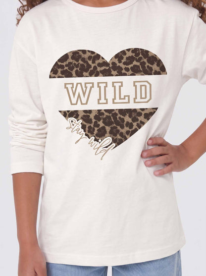 Only Jr Scarlett, t-shirt a maniche lunghe da bambina panna