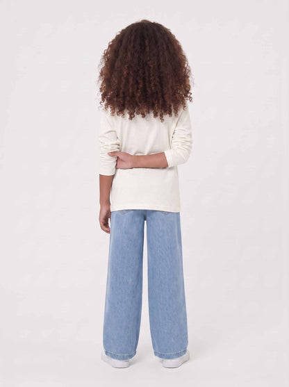 Only Jr Scarlett, t-shirt a maniche lunghe da bambina panna