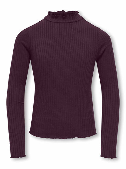 Only Jr Fransiska, t-shirt a maniche lunghe da bambina bordeaux