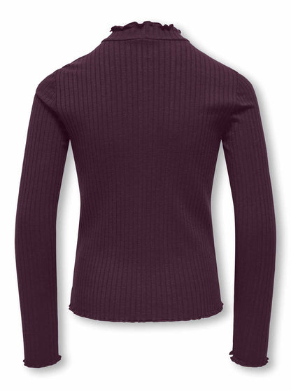 Only Jr Fransiska, t-shirt a maniche lunghe da bambina bordeaux