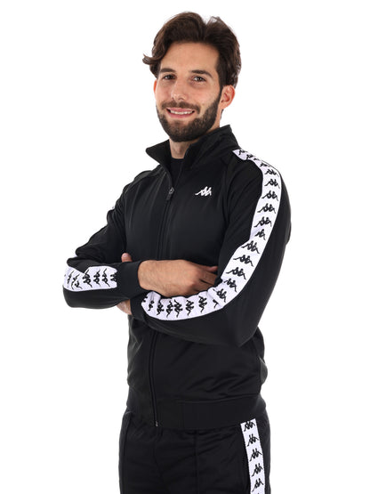 FELPA ACETATA CON BANDE KAPPA DA UOMO NERO BIANCO