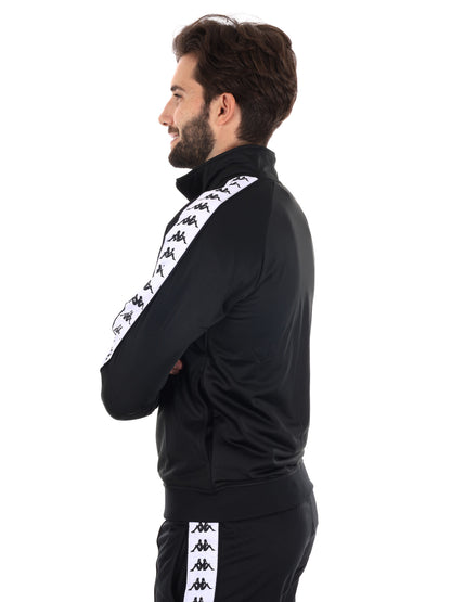 FELPA ACETATA CON BANDE KAPPA DA UOMO NERO BIANCO