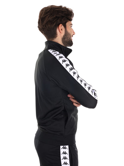 FELPA ACETATA CON BANDE KAPPA DA UOMO NERO BIANCO