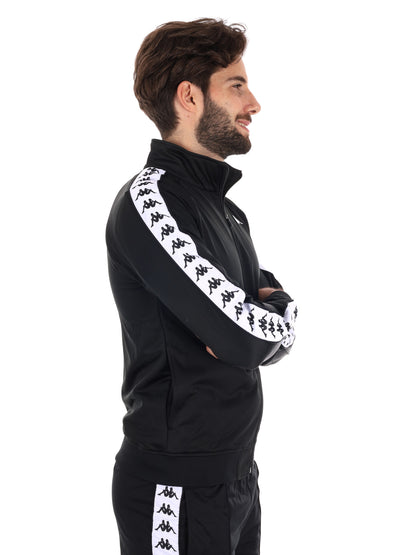 FELPA ACETATA CON BANDE KAPPA DA UOMO NERO BIANCO