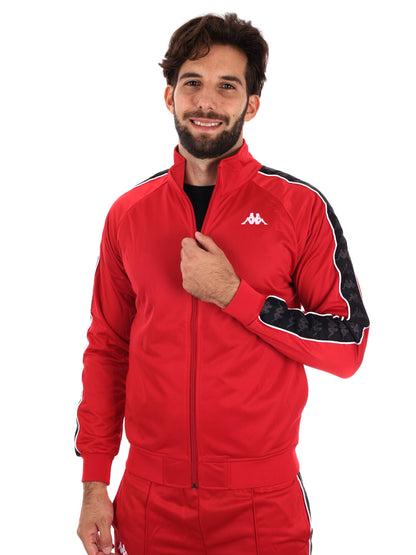 FELPA ACETATA CON BANDE KAPPA DA UOMO ROSSO NERO
