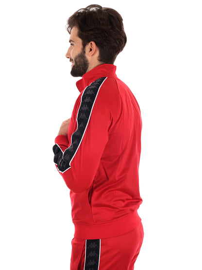 FELPA ACETATA CON BANDE KAPPA DA UOMO ROSSO NERO