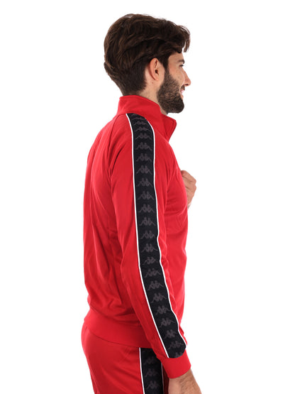 FELPA ACETATA CON BANDE KAPPA DA UOMO ROSSO NERO