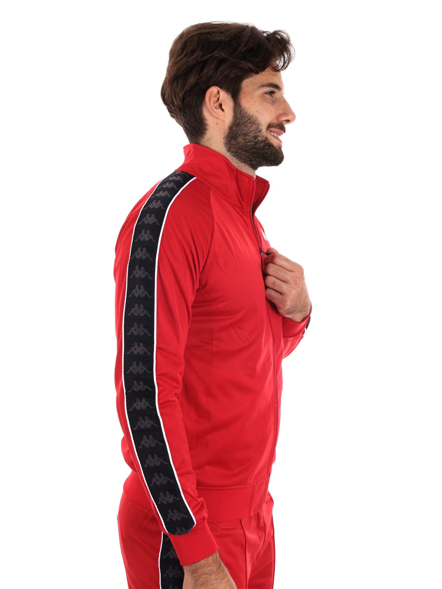 FELPA ACETATA CON BANDE KAPPA DA UOMO ROSSO NERO