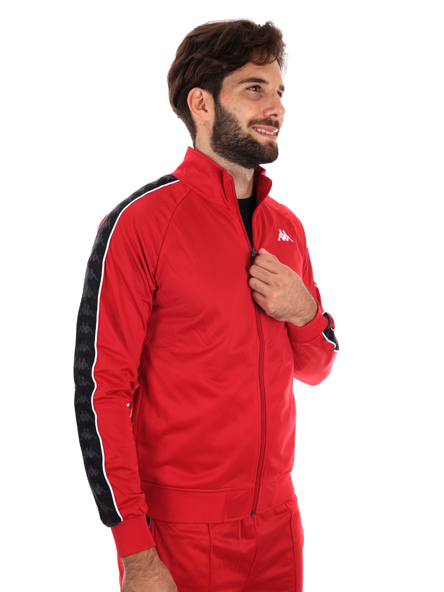 FELPA ACETATA CON BANDE KAPPA DA UOMO ROSSO NERO