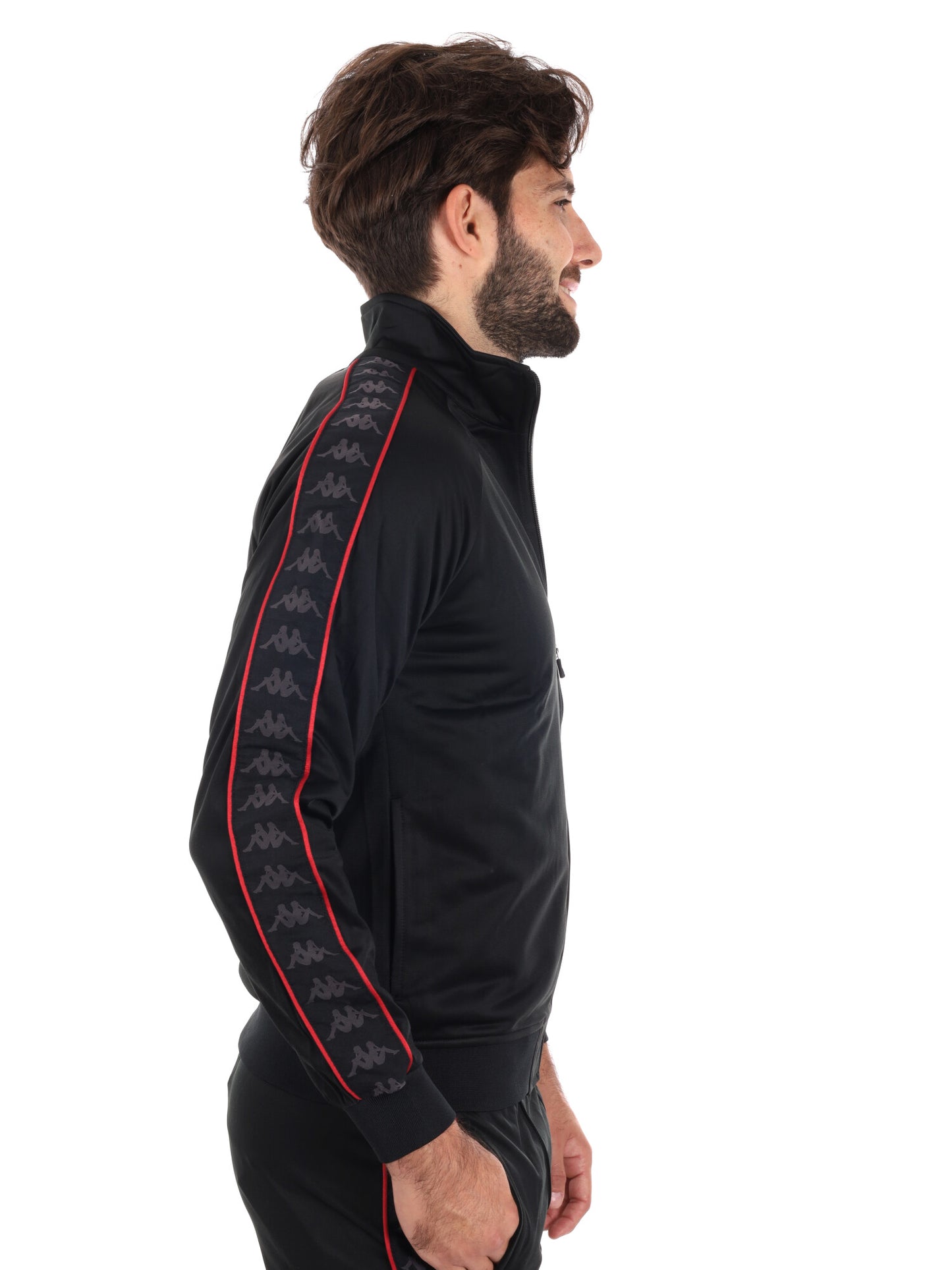 FELPA ACETATA CON BANDE KAPPA DA UOMO NERO