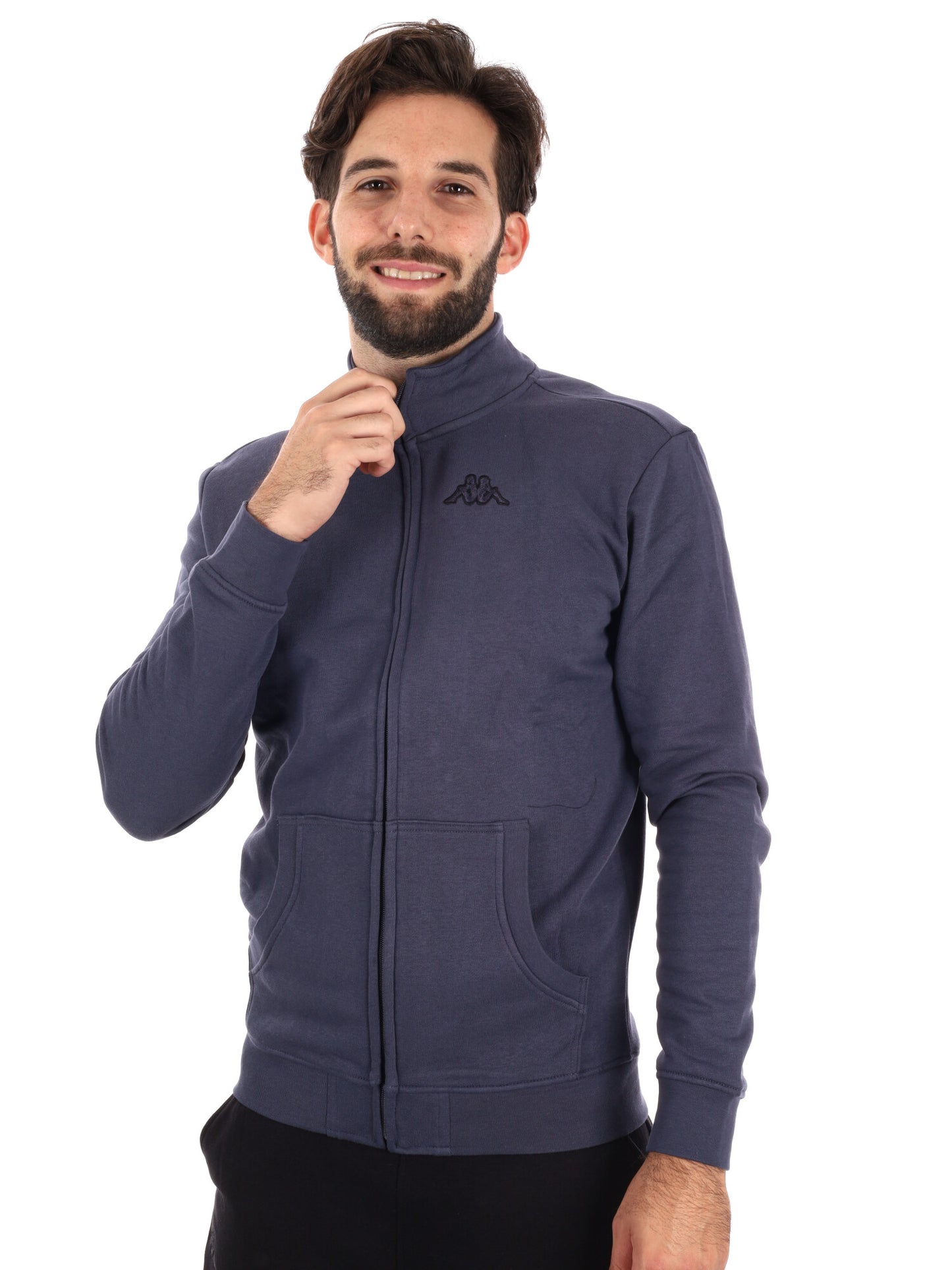 FELPA FULL ZIP KAPPA DA UOMO ANTRACITE