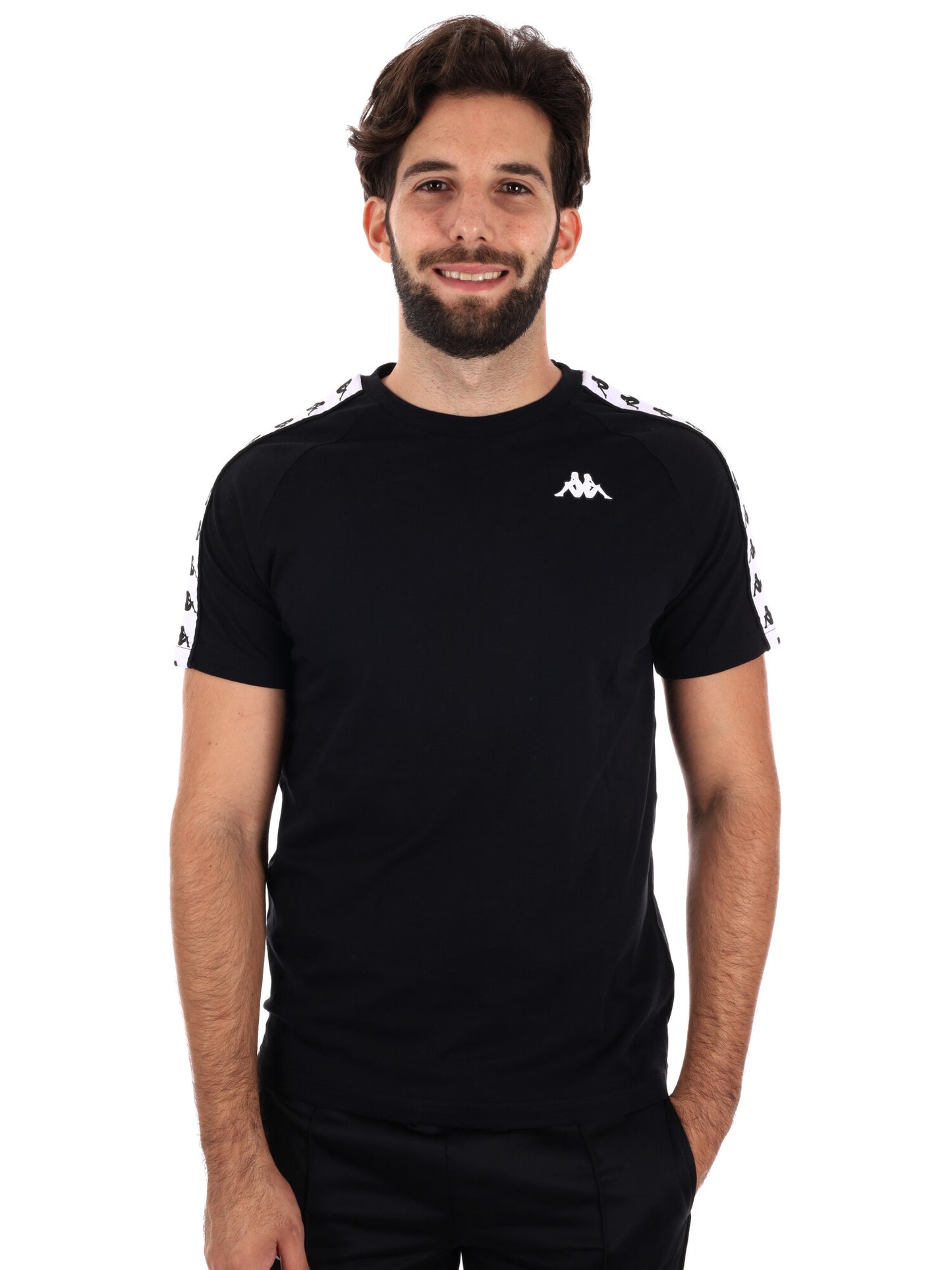 T-SHIRT BANDE KAPPA  DA UOMO NERO BIANCO
