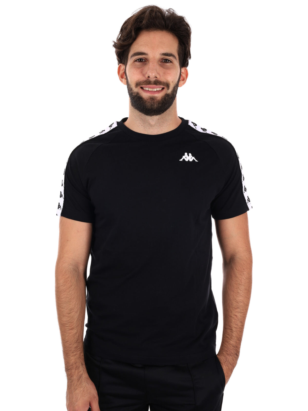 Kappa bande t-shirt da uomo nero-bianco