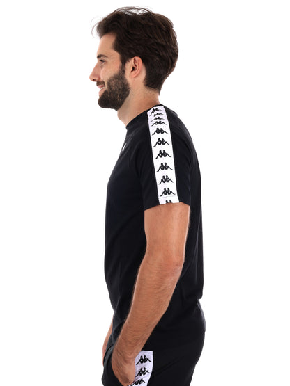 T-SHIRT BANDE KAPPA  DA UOMO NERO BIANCO