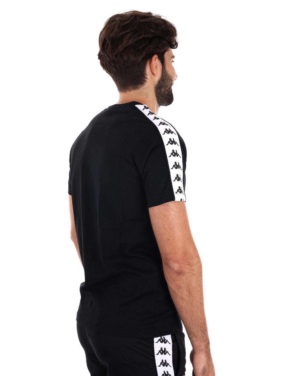 Kappa bande t-shirt da uomo nero-bianco