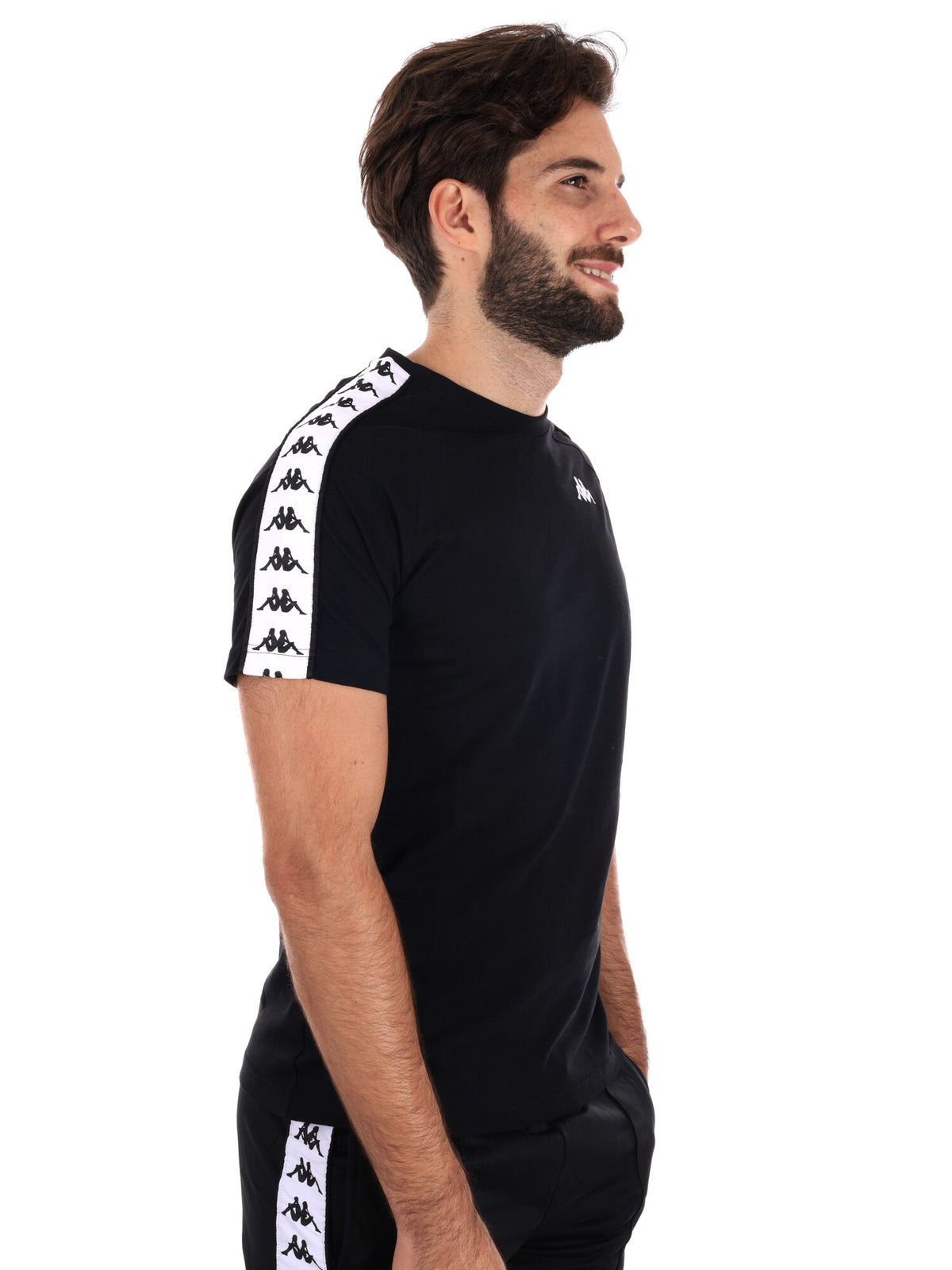 Kappa bande t-shirt da uomo nero-bianco