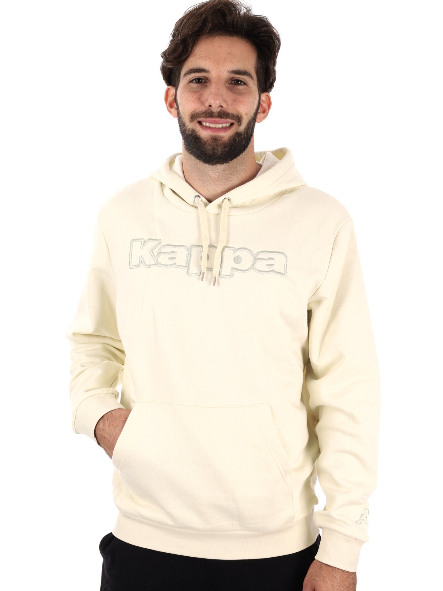 FELPA MAXI LOGO RICAMATO KAPPA DA UOMO PANNA