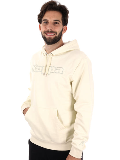 FELPA MAXI LOGO RICAMATO KAPPA DA UOMO PANNA