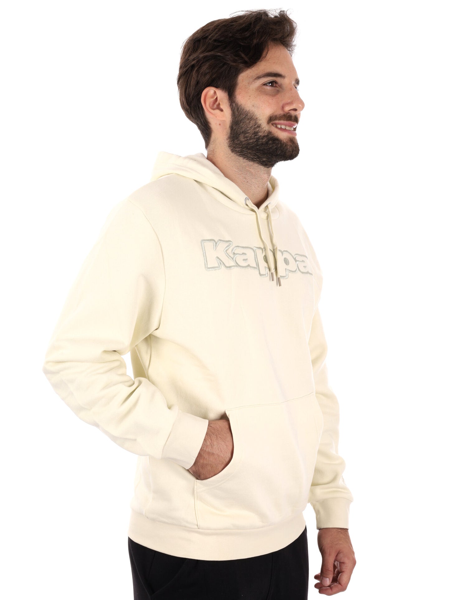 FELPA MAXI LOGO RICAMATO KAPPA DA UOMO PANNA