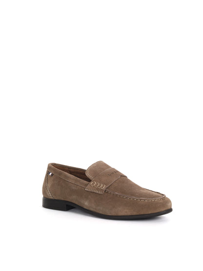 Bugatti Trip, mocassini slip-on da uomo in suede fango