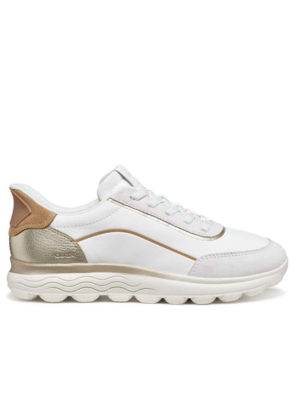 Geox Spherica Plus, sneakers donna bianche casual con chiusura slip-on