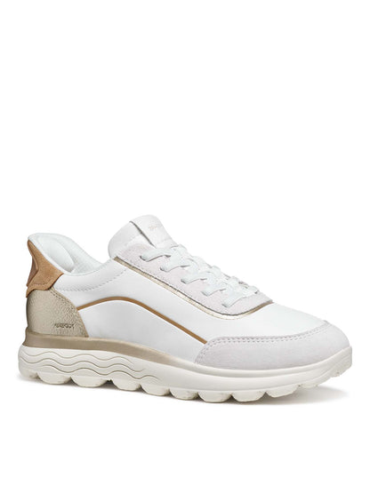 Geox Spherica Plus, sneakers donna bianche casual con chiusura slip-on